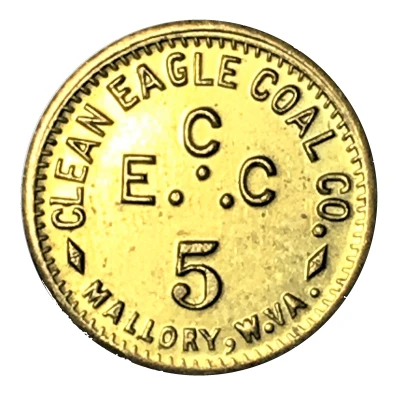 5 Cents - Clean Eagle Coal Co. (Mallory, West Virginia) ND front