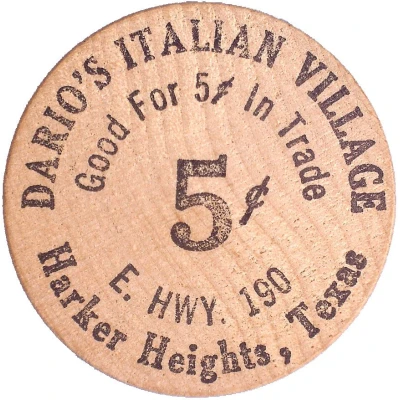 5 Cents - Dario's Italian Village (Harker Heights, Texas) ND front