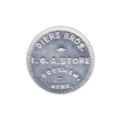 5 Cents - Diers Brothers I.G.A. Store (Gresham, Nebraska) ND front