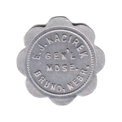 5 Cents - E.J. Kacirek General Merchandise (Bruno, Nebraska) ND front