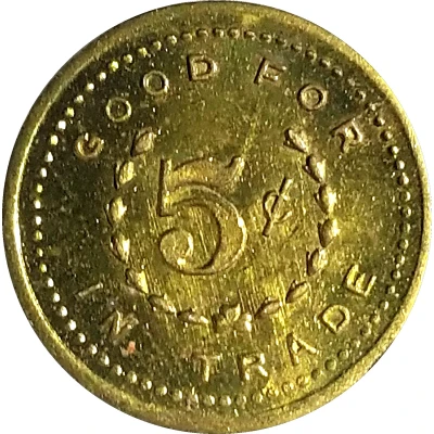 5 Cents - W. H. Korns ND back