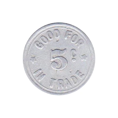 5 Cents - Wagner's Recreation Hall (Tecumseh, Nebraska) ND back