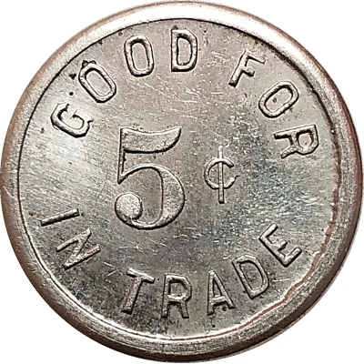 5 Cents - Wm F. Luther (Baraboo, Wisconsin) ND back