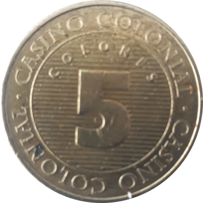 5 Colones - Casino Colonial ND back