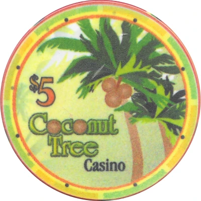 5 Dollar Poker Chip - Coconut Tree Casino ND front