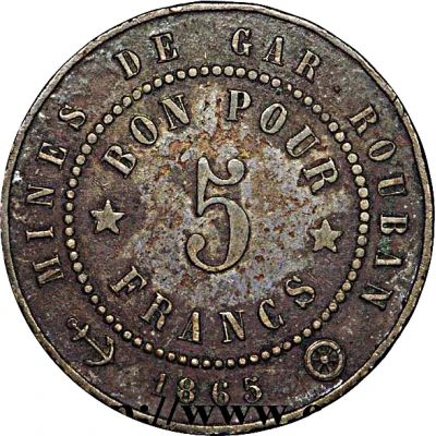 5 Francs - Mines de Gar-Rouban back