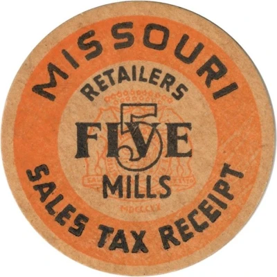 5 Mills - Retailers Sales Tax Receipt Missouri ND front