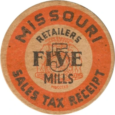 5 Mills - Retailers Sales Tax Receipt Missouri ND front