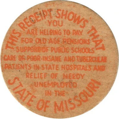 5 Mills - Retailers Sales Tax Receipt Missouri ND back
