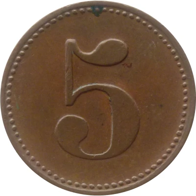 5 Pfennigs - Darmstadt (J. Awerbuch) ND back