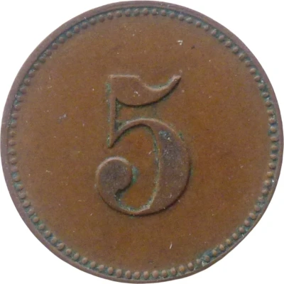 5 Pfennigs - Schmöckwitz (Werth-Marke; Countermarked "HP") ND back