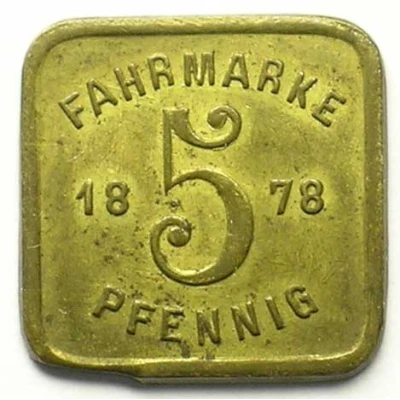 5 Pfennigs - Strasbourg Tramway Token back
