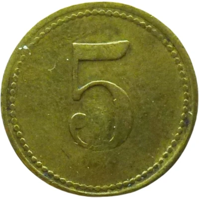 5 Pfennigs (Wert-Marke; Countermarked "E") ND back