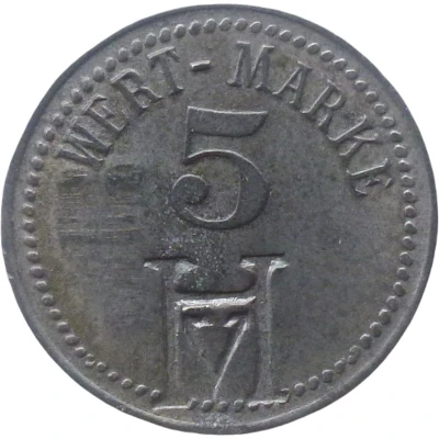 5 Pfennigs (Wert-Marke; Countermarked "HV") ND front