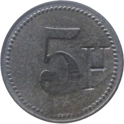 5 Pfennigs (Wert-Marke; Countermarked "HV") ND back