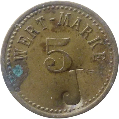 5 Pfennigs (Wert-Marke; Countermarked "J") ND front