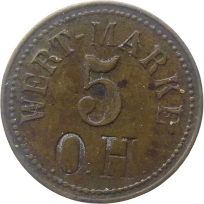 5 Pfennigs (Wert-Marke; Countermarked "OH") ND front