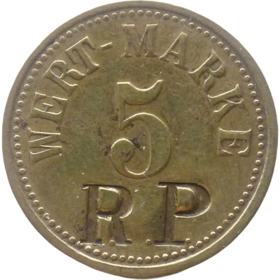5 Pfennigs (Wert-Marke; Countermarked "RP") ND front