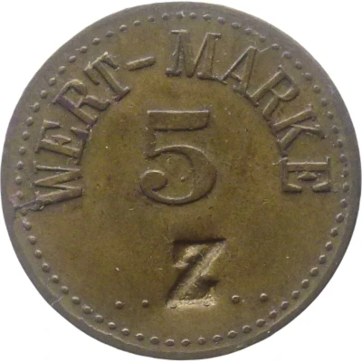 5 Pfennigs (Wert-Marke; Countermarked "Z") ND front