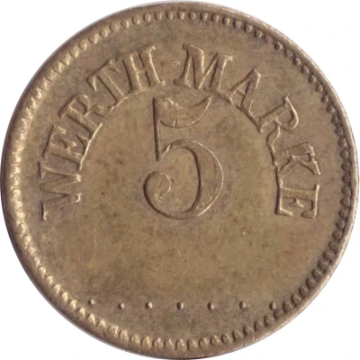 5 Pfennigs (Werth-Marke; Brass; 18.0 mm; Small '5') ND front