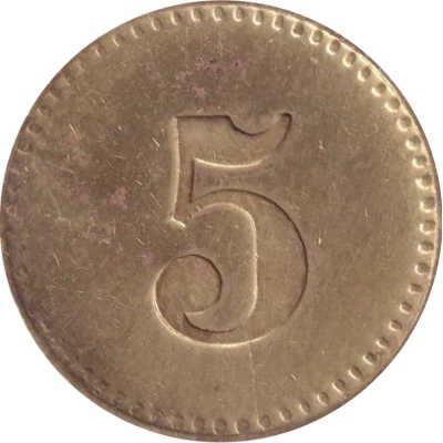 5 Pfennigs (Werth-Marke; Brass; 18.2 mm; Large '5') ND back