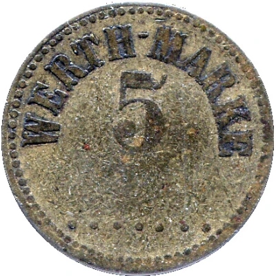 5 Pfennigs (Werth-Marke; Brass; 19.0 mm) ND front