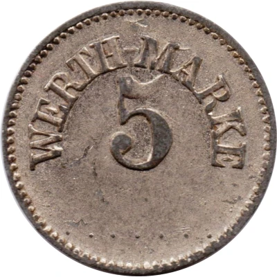5 Pfennigs (Werth-Marke; Copper-nickel) ND front