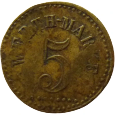 5 Pfennigs (Werth-Marke; Countermarked "AR") ND front