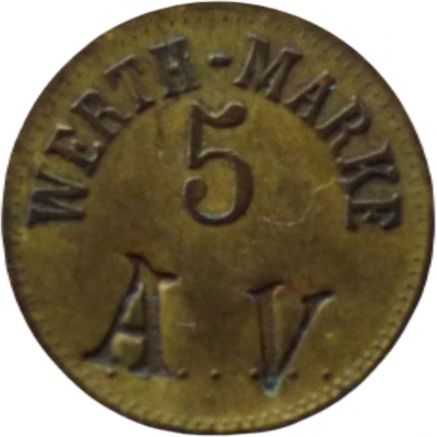 5 Pfennigs (Werth-Marke; Countermarked "AV") ND front