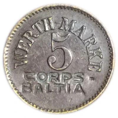 5 Pfennigs (Werth-Marke; Countermarked "CORPS-BALTIA"; Königsberg) ND front