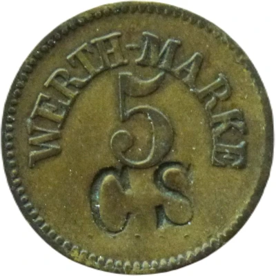 5 Pfennigs (Werth-Marke; Countermarked "CS") ND front