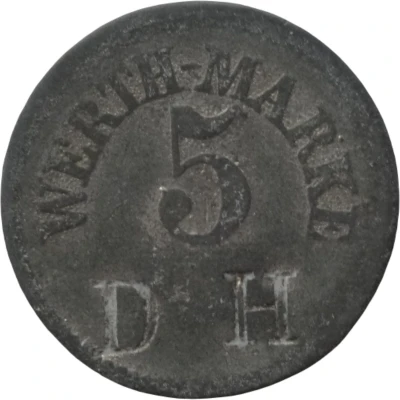 5 Pfennigs (Werth-Marke; Countermarked "DH") ND front