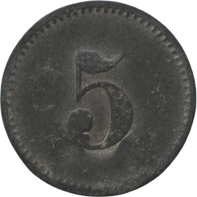 5 Pfennigs (Werth-Marke; Countermarked "DH") ND back