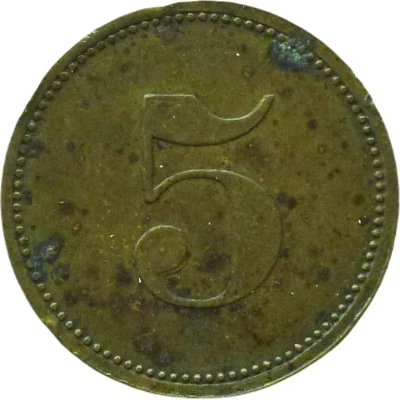 5 Pfennigs (Werth-Marke; Countermarked "E") ND back