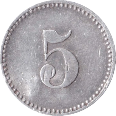 5 Pfennigs (Werth-Marke; Countermarked "JR") ND back