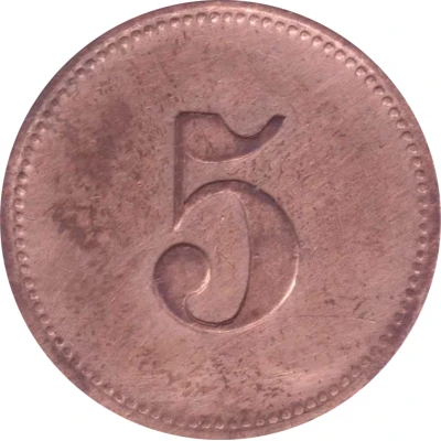 5 Pfennigs (Werth-Marke; Countermarked "JR") ND back
