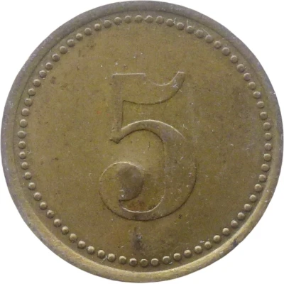 5 Pfennigs (Werth-Marke; Countermarked "J") ND back
