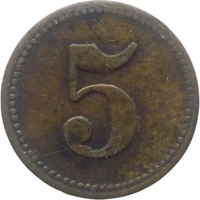 5 Pfennigs (Werth-Marke; Countermarked "K") ND back