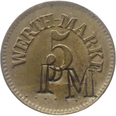 5 Pfennigs (Werth-Marke; Countermarked "PM") ND front