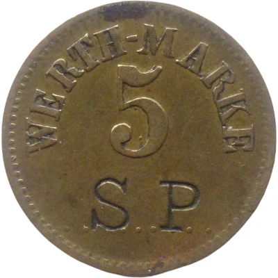5 Pfennigs (Werth-Marke; Countermarked "SP") ND front