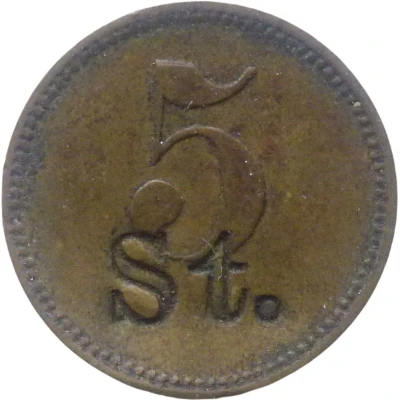 5 Pfennigs (Werth-Marke; Countermarked "St.") ND front