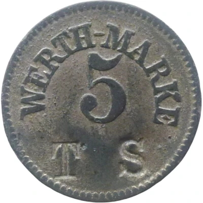 5 Pfennigs (Werth-Marke; Countermarked "TS") ND front