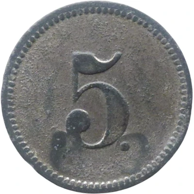 5 Pfennigs (Werth-Marke; Countermarked "TS") ND back
