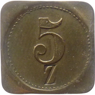 5 Pfennigs (Werth-Marke; Countermarked "Z") ND front