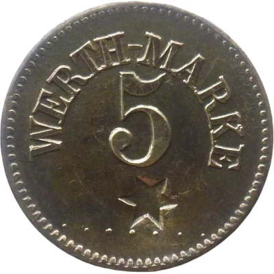 5 Pfennigs (Werth-Marke; Countermarked "✶") ND front
