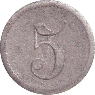 5 Pfennigs (Werth-Marke; Zinc; 17.7 mm) ND back