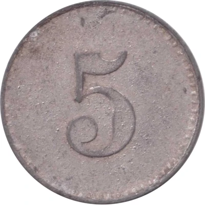 5 Pfennigs (Werth-Marke; Zinc; 18.3 mm) ND back