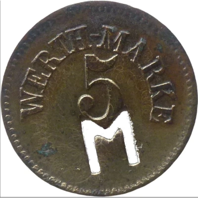 5 Pfennigs (Werth-Marke; with cutout "M") ND front