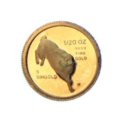 5 Singold Year of the Rabbit; 1/20 Ounces back