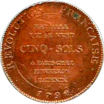 5 Sols Monneron; "Sacrement" type back